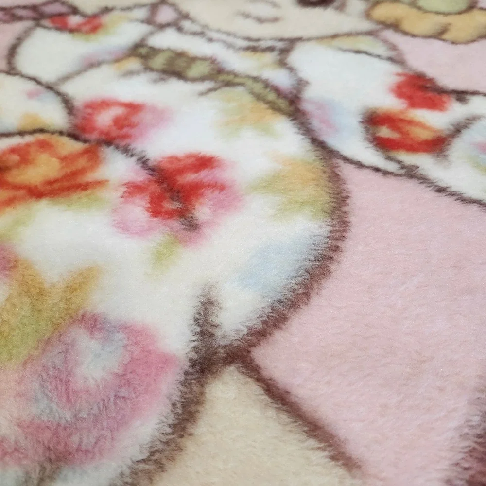 Vintage Precious Moments‎ Girl on Swing Pink Plush Blanket *Read